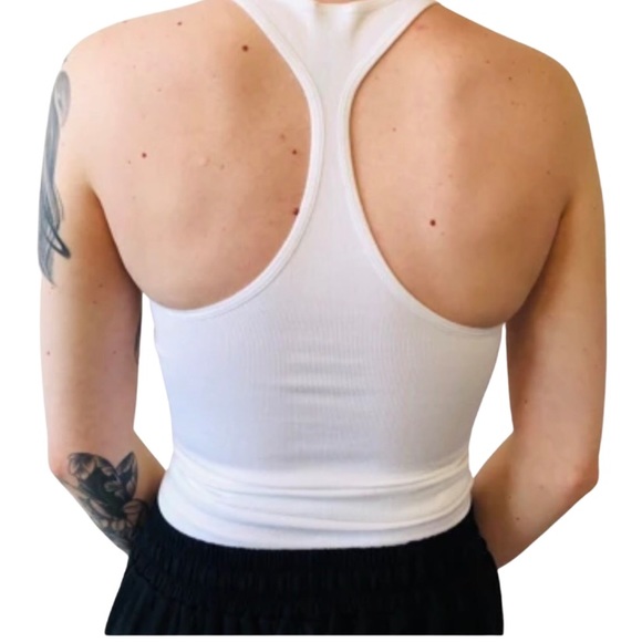 Mono B Tops - Activewear/ Yoga White Racerback Tank Multi Sizes